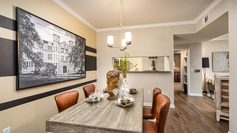 Dining area with modern finishes and decor