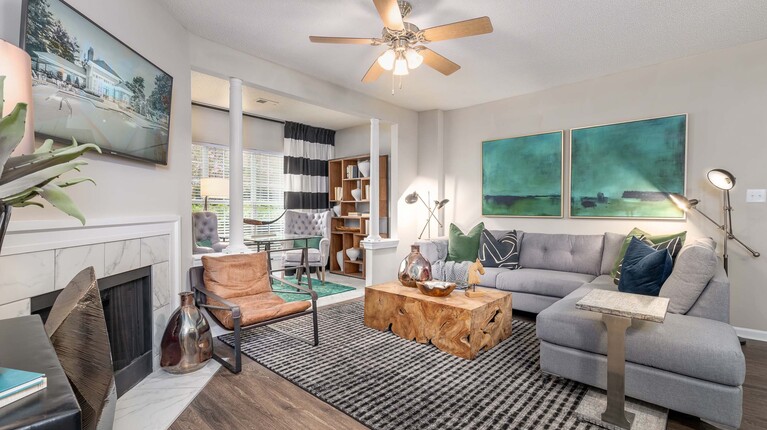 Living Room with Ceiling Fan