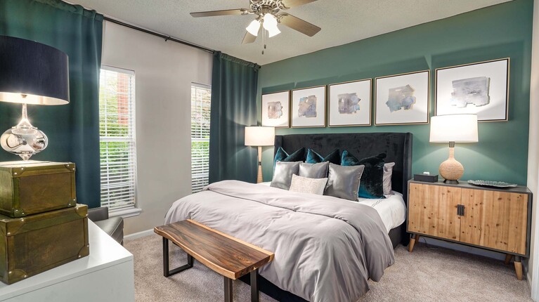 Spacious bedroom with ample natural light