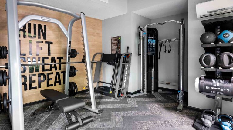 Fitness center with strength equipment