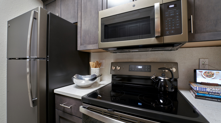 Modern kitchen with slate appliances