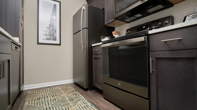 Modern kitchen with slate appliances